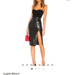 Superdown Black Strapless Midi Dress
